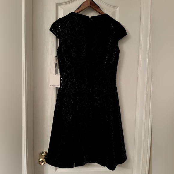 Calvin Klein Black sequin dress with box pleats - Picture 2 of 2